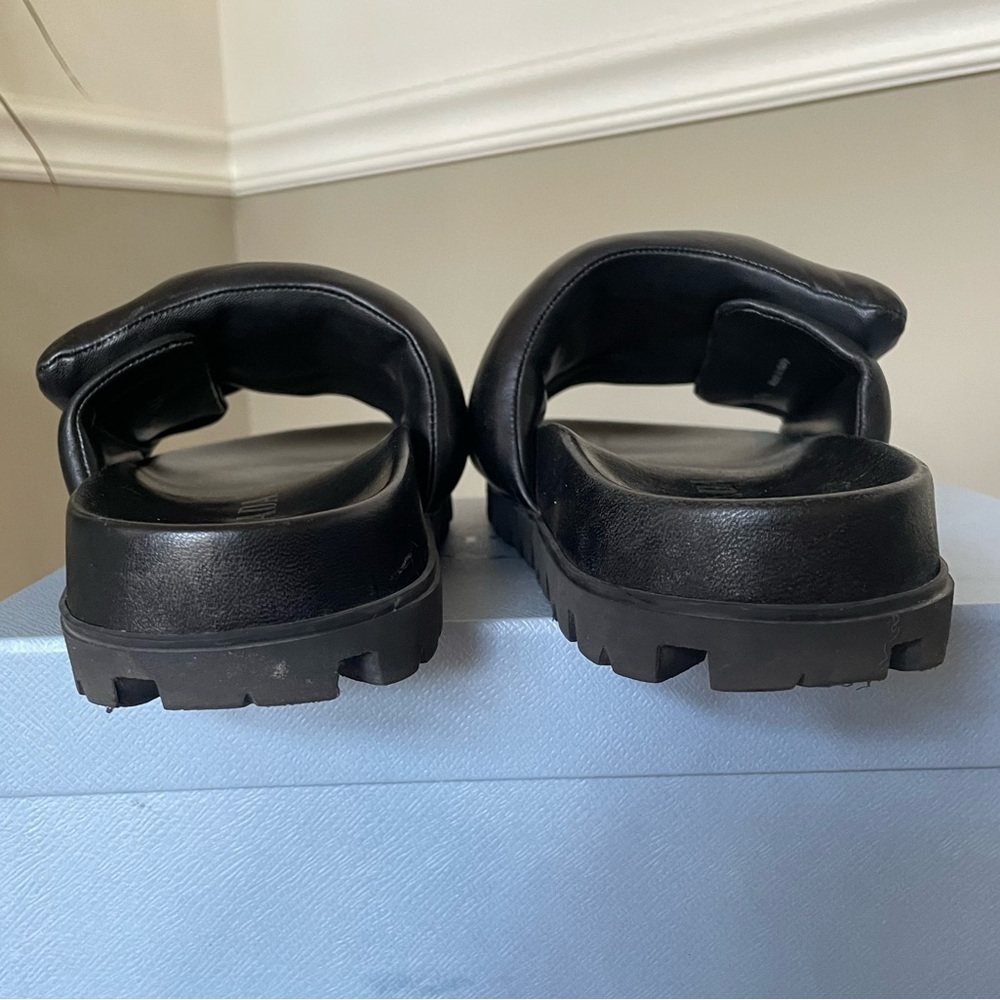 Prada Soft Padded Nappa Leather Slides Black - Picture 10 of 15
